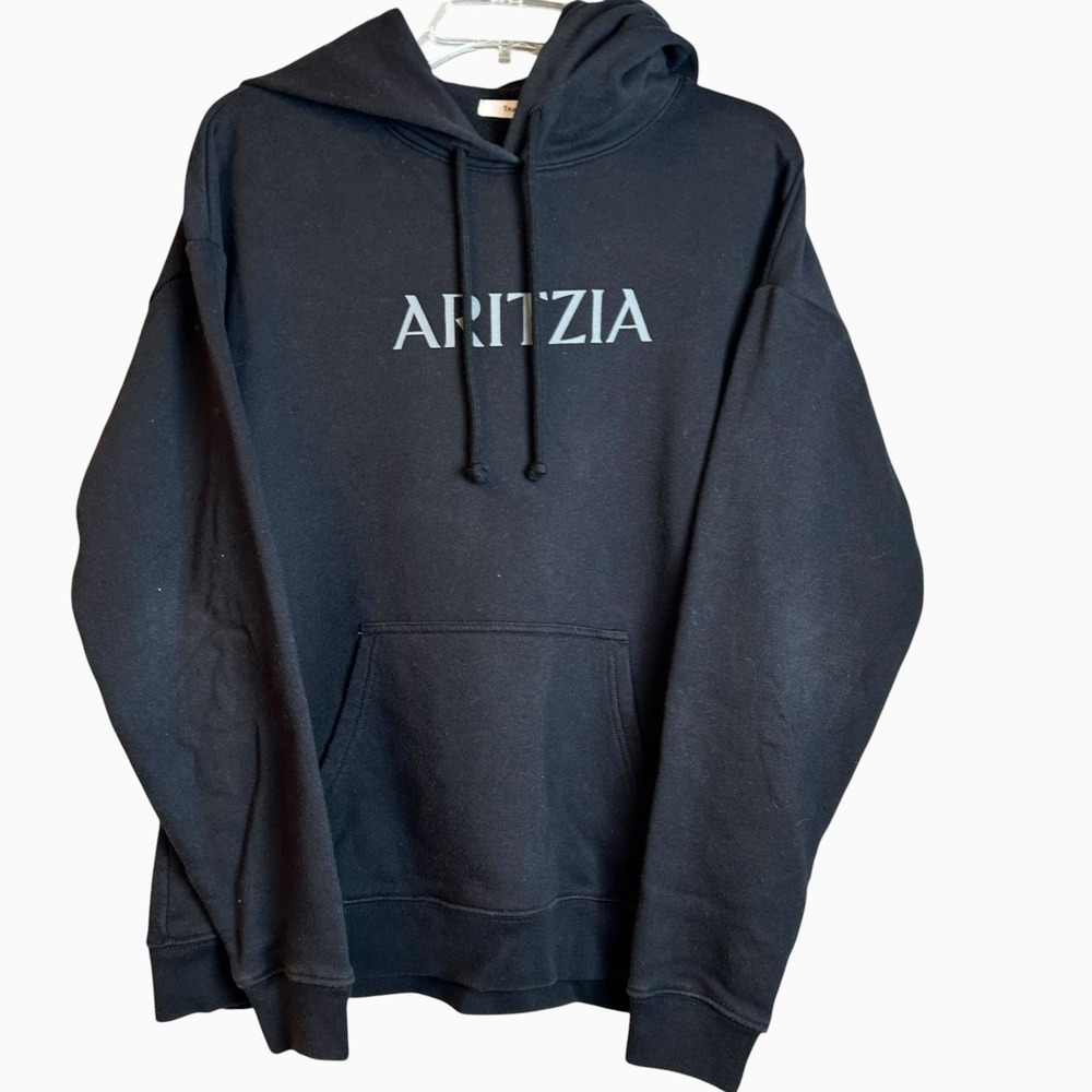 Aritzia TNA Women's XS/S Relaxed Boyfriend Fit Hoodie Pullover Cozy Black Logo